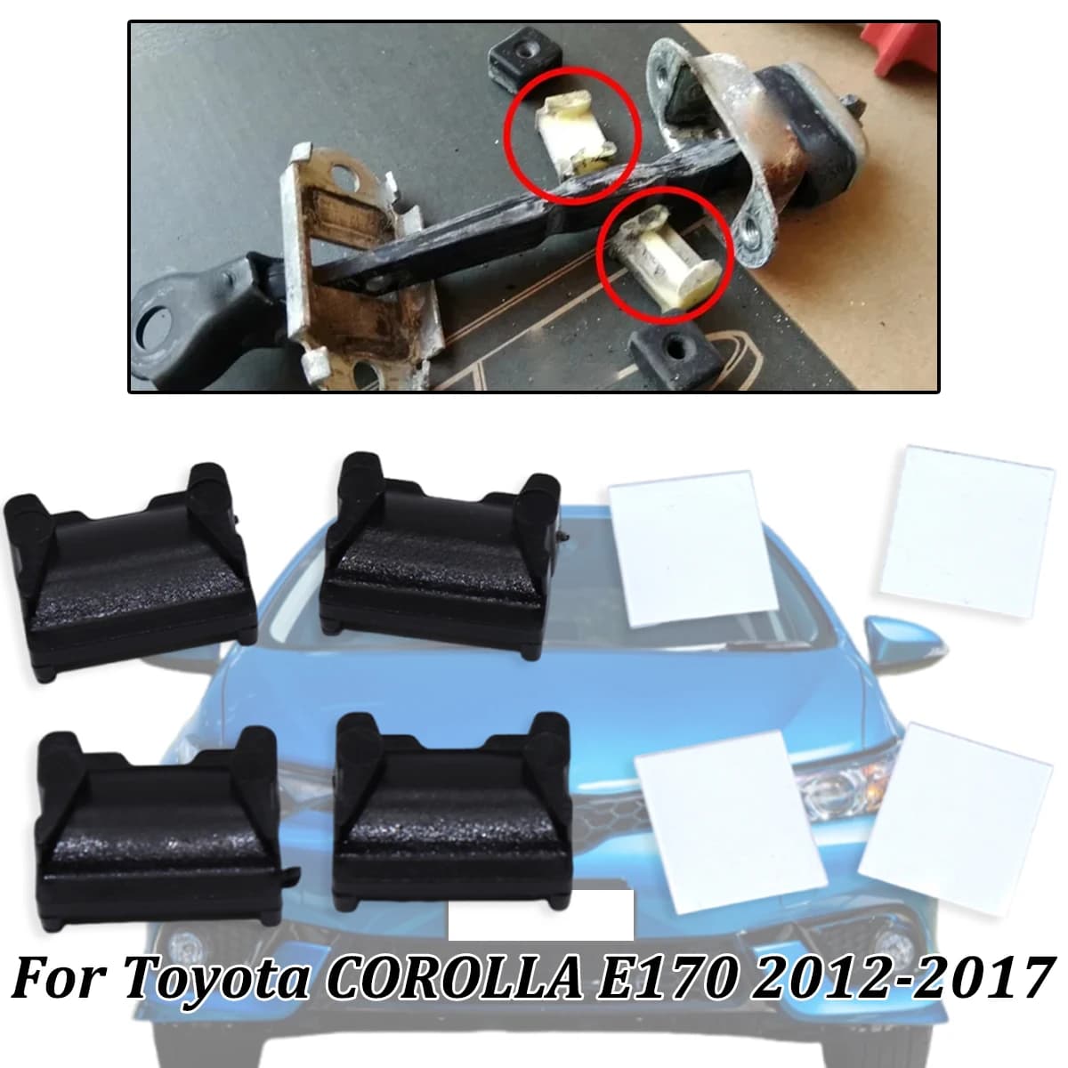 Kit 4 Pezzi per Toyota COROLLA E170 2012-2017, Nuovo Kit di Riparazione Limitatore Porta, Clip per Molla Ammortizzante Nere