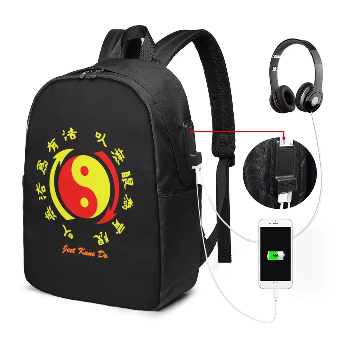Jeet Kune Do Martial Art Academy Wing Chun Legend Zaino da viaggio per notebook, borsa per computer, borsa per studenti universitari, borsa per laptop
