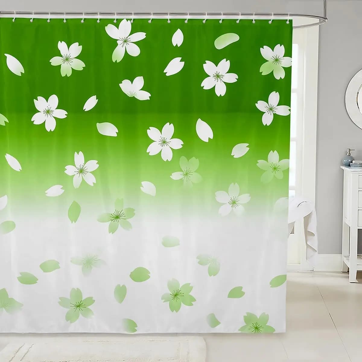 Tende da doccia Sakura Ragazze Tende da bagno in stile giapponese Tenda da bagno estetica romantica con fiori di ciliegio per bambini Ragazzi