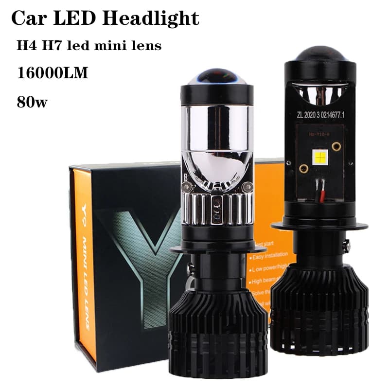 Turbo Fan H7 H4 Super Mini proiettore lente Laser Canbus 80W Low Beam Spotlight moto faro 16000LM LHD accessori Auto