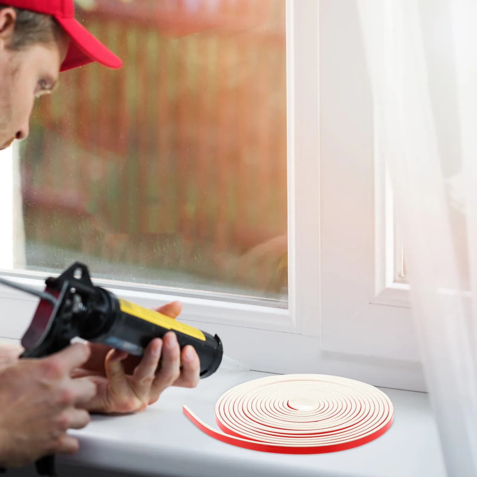 1 Rotolo di Guarnizione in Silicone ad Alta Resilienza per Isolamento Telaio Porta, Insonorizzazione e Blocco delle Correnti d'Aria