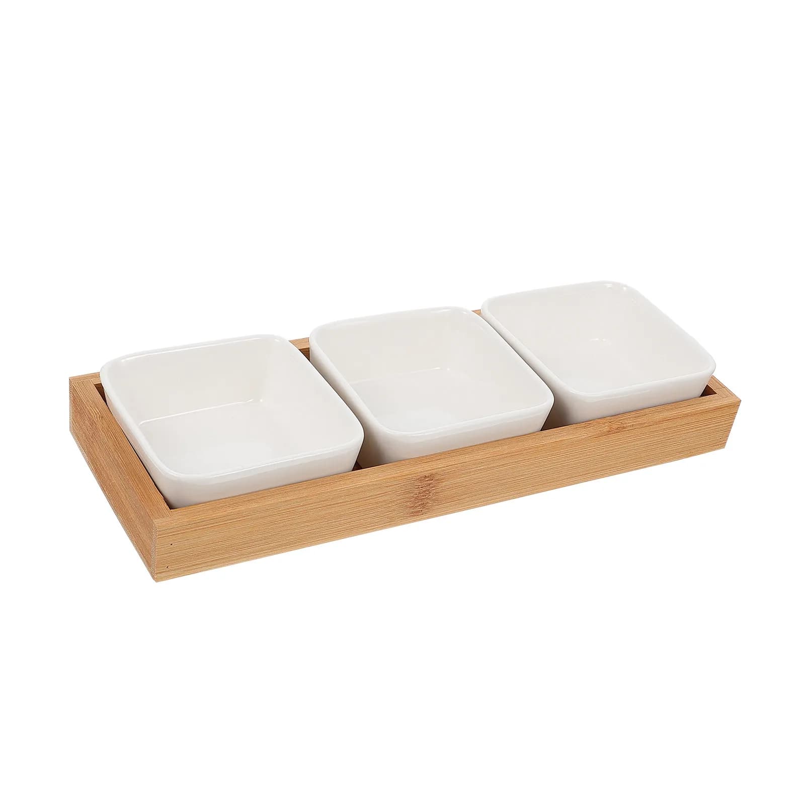 Vassoio in Ceramica Multicella con Dettagli in Legno per Frutta, Snack, Caramelle, Noci e Frutta Secca - Ideale per Riunioni e Forniture da Tavolo