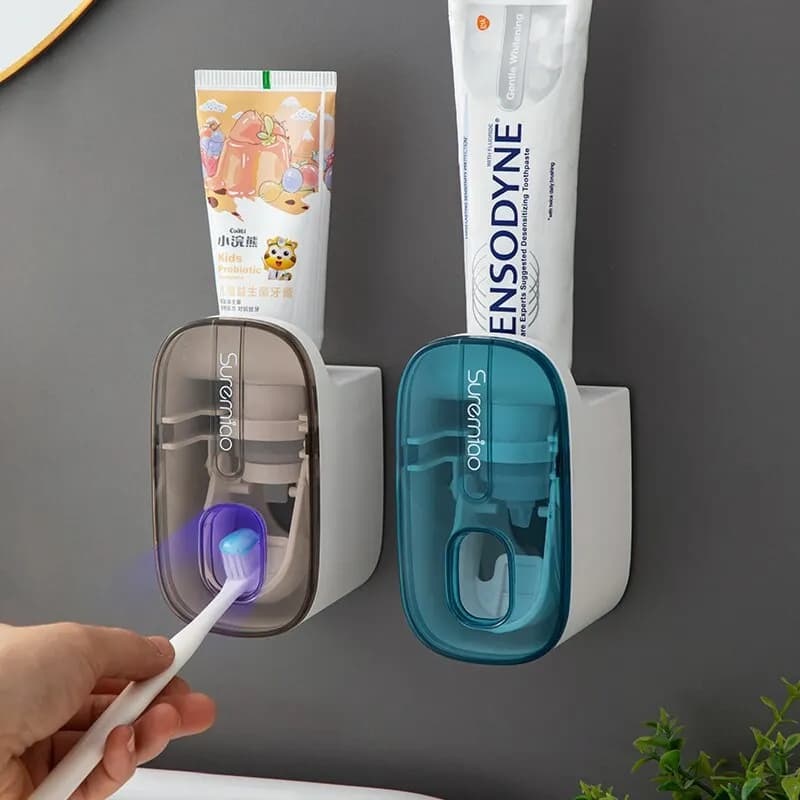 1 pz dispenser automatico di dentifricio accessori per il bagno supporto per spazzolino pigro per montaggio a parete