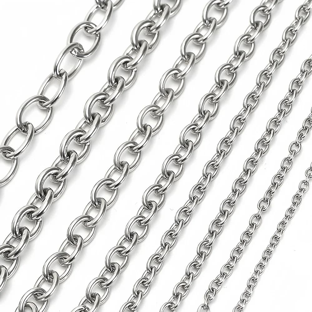 1 m/lotto 1.5-8mm Collana Estesa In Acciaio Inox Catene Coda Semi Finita Braccialetto Catena di Prolunga per la Creazione di Gioielli forniture