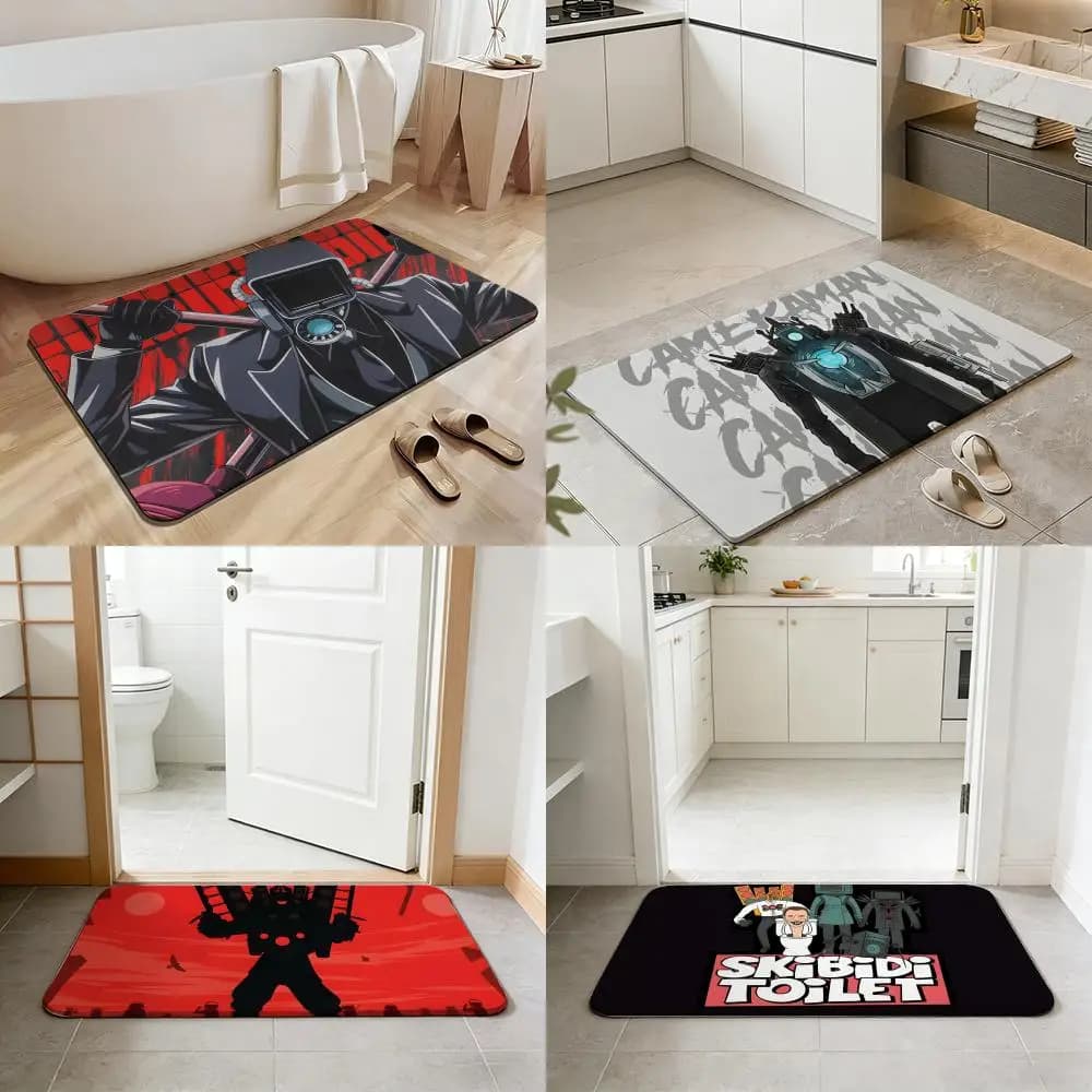 Tappetino da bagno in terra diatomacea antiscivolo ad asciugatura rapida Game S-Skibidi T-Toilet, tappetino assorbente