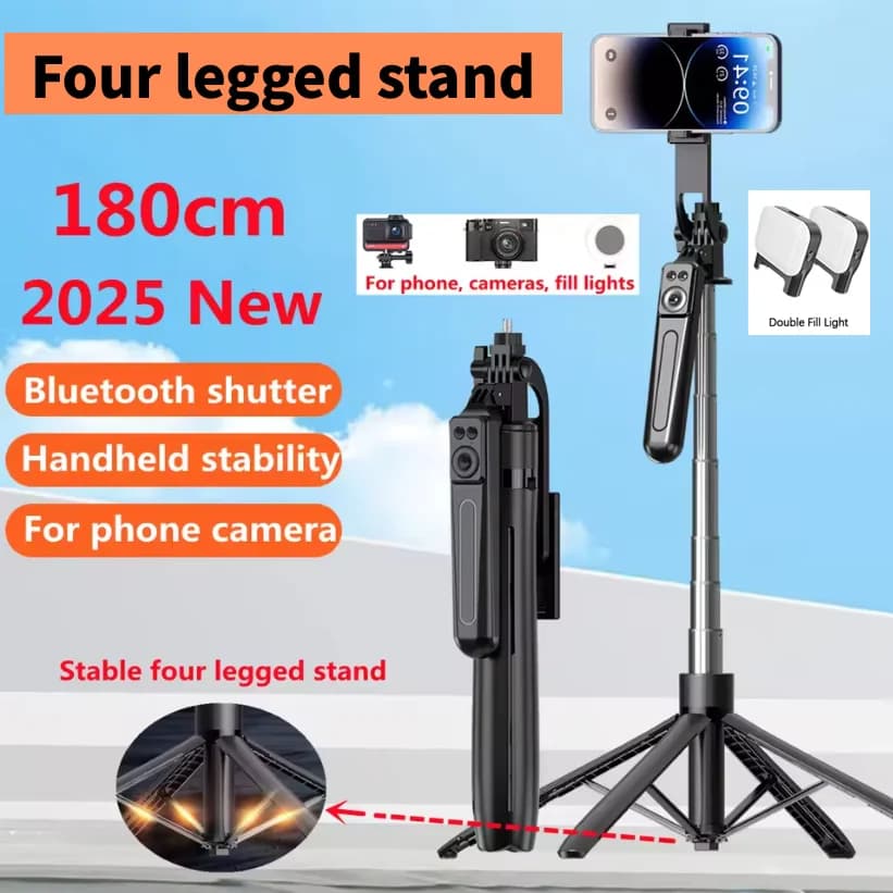 FGCLSY Stabilizzatore cardanico portatile per smartphone con selfie stick Supporto per treppiede Telecomando Bluetooth wireless per iPhone Android