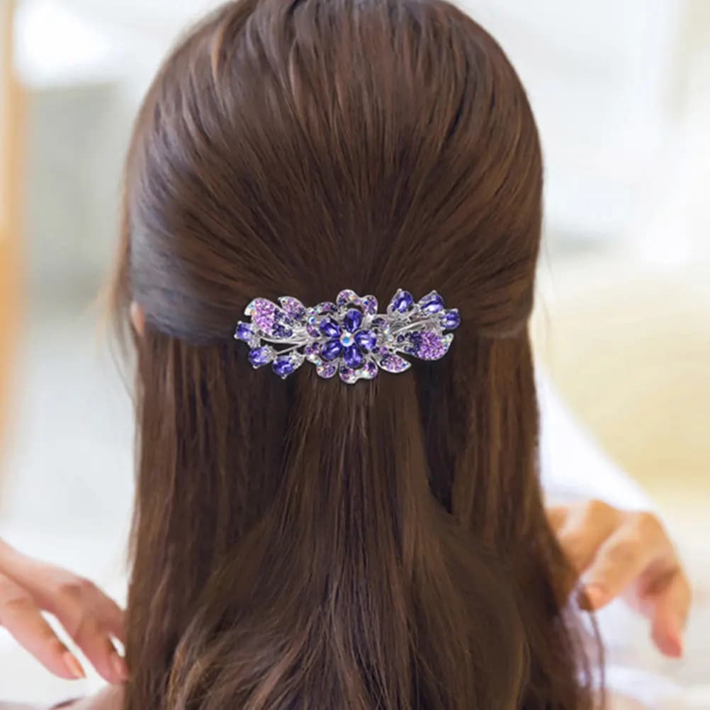2Pcs Hair Clips Rhinestones Back Hair Barrettes Ponytail Holders Styling Accessories for Women Girls Everyday Party Banquet