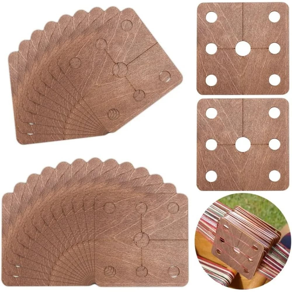 24Pcs Square Weaving Cards 2x2 Inch Wood Loom Cards Handmade Weaving Tool Tablet Weaving Loom Weaving Supplies Wood Tablet