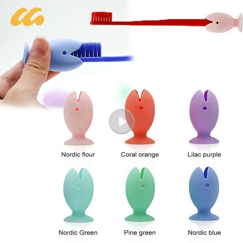 Portaspazzolino in piedi con ventosa coperchio per spazzolino da denti portatile portaspazzolino multifunzione in Silicone a forma di pesce