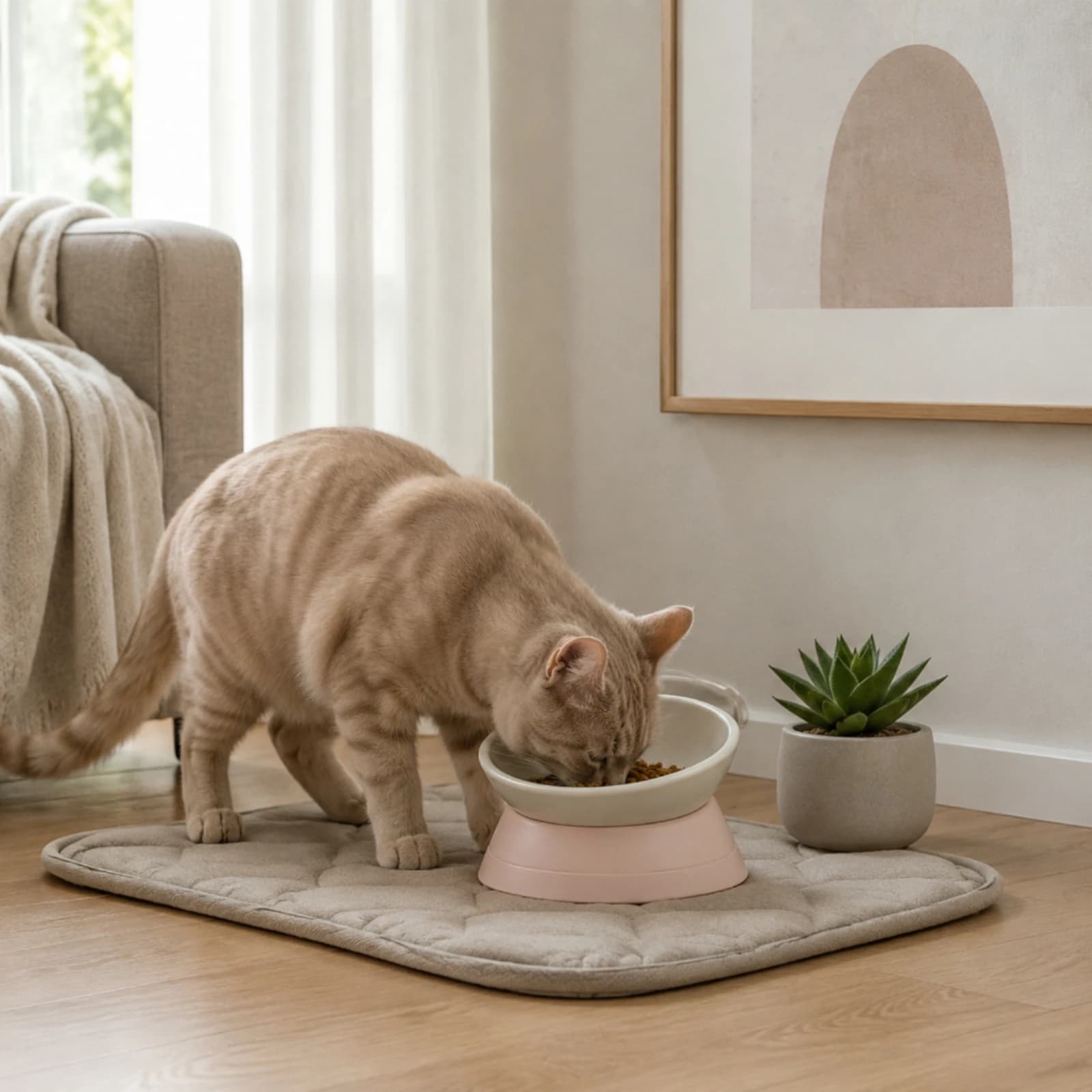 Tilted Pet Bowl Nonslip Elevated Cat Bowl Tilted Cat Food Dish Detachable Design Raised Pet Feeding Station Long-Lasting