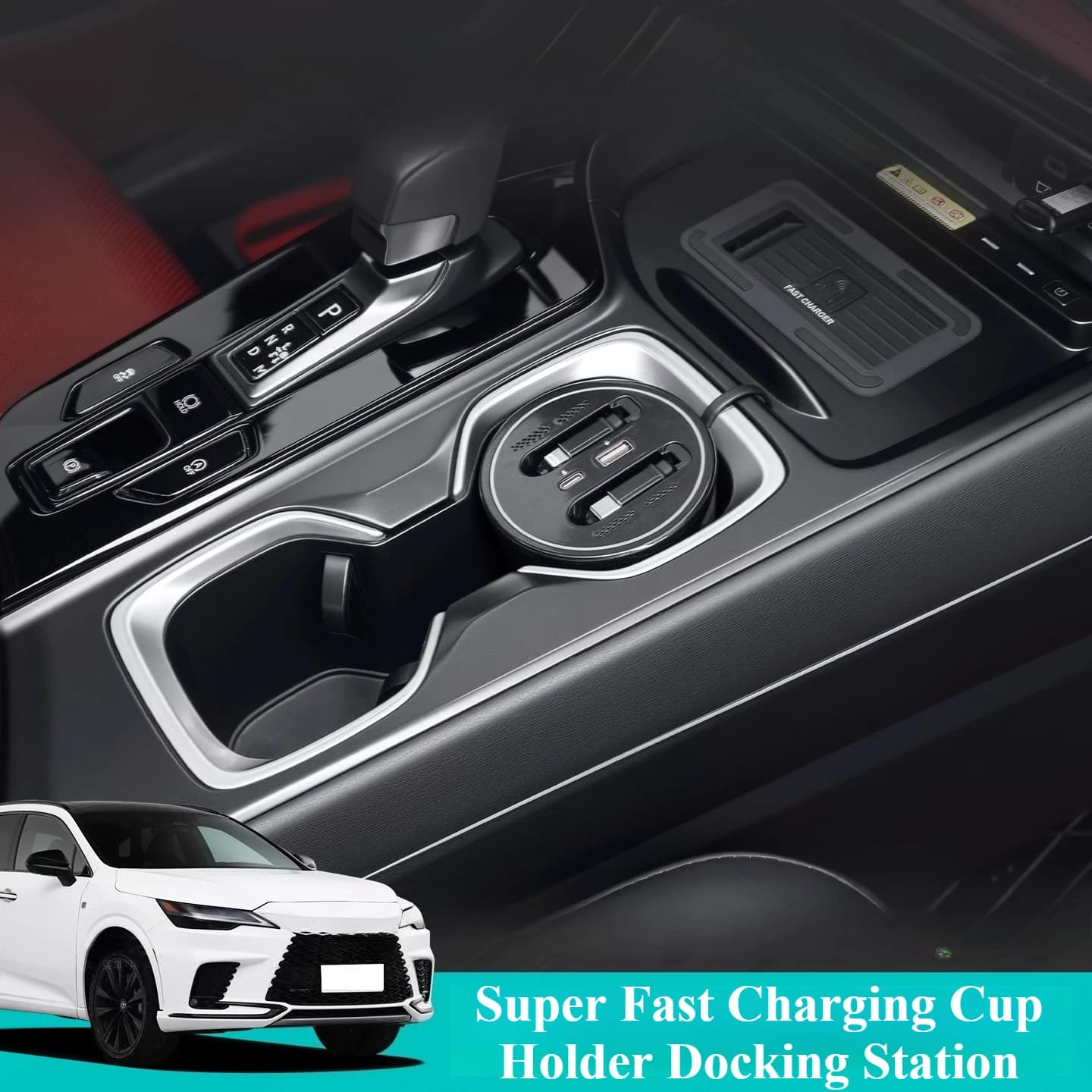 Per Lexus NX260/NX350h/NX400H + NX 2022-2025 Docking Station di controllo centrale Caricabatteria per auto Ricarica super veloce Portabicchieri Strumenti