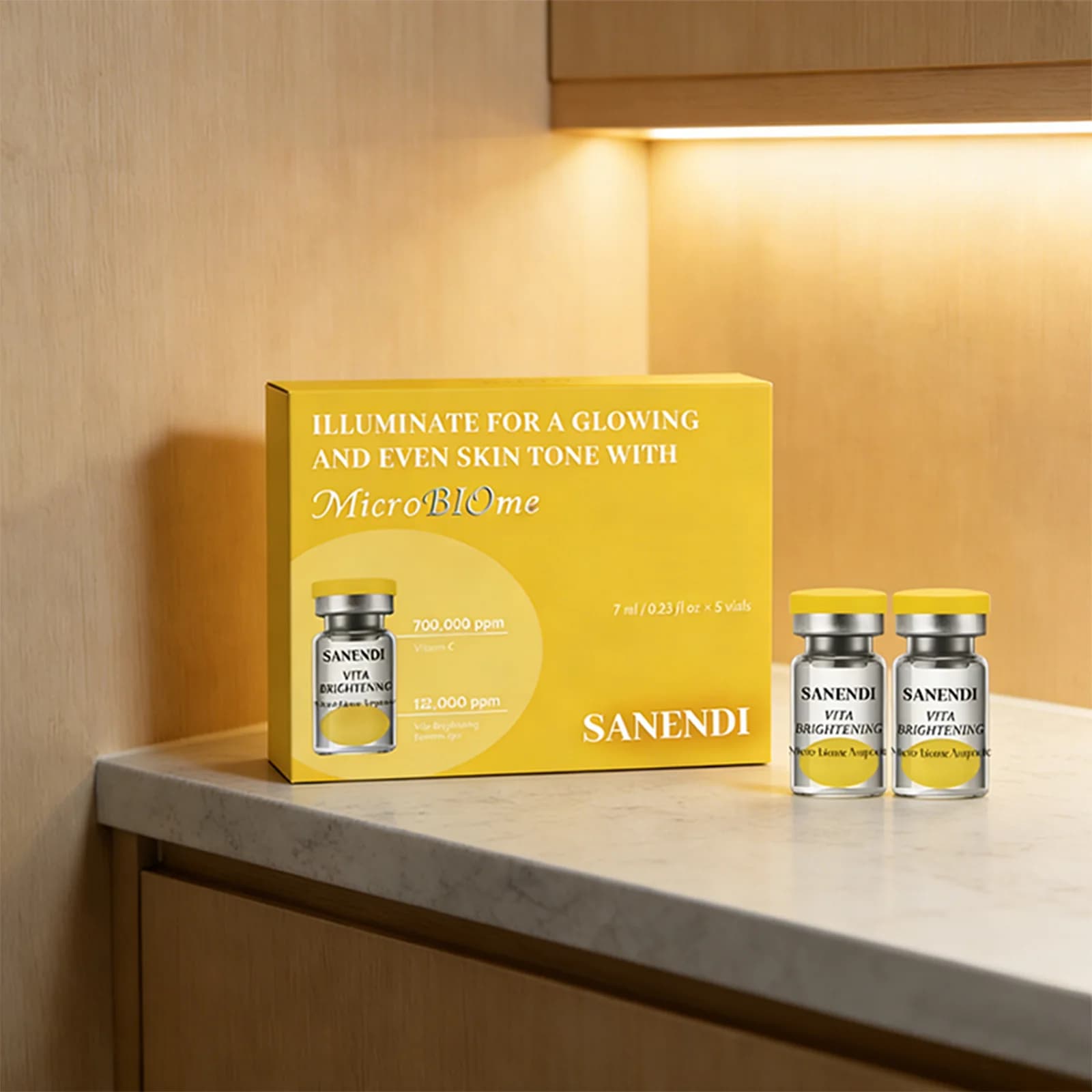 Set di Cura della Pelle Sanendi con Siero Microbico Attivo Illuminante e Collagene per Idratazione Profonda e Lenimento della Pelle Sensibile