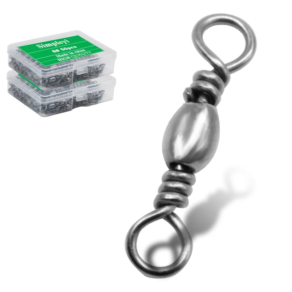 50pcs/1Box stainless steel fishing ball bearing swivel rolling barrel sea fishing hooks caller line connector goods for fishing