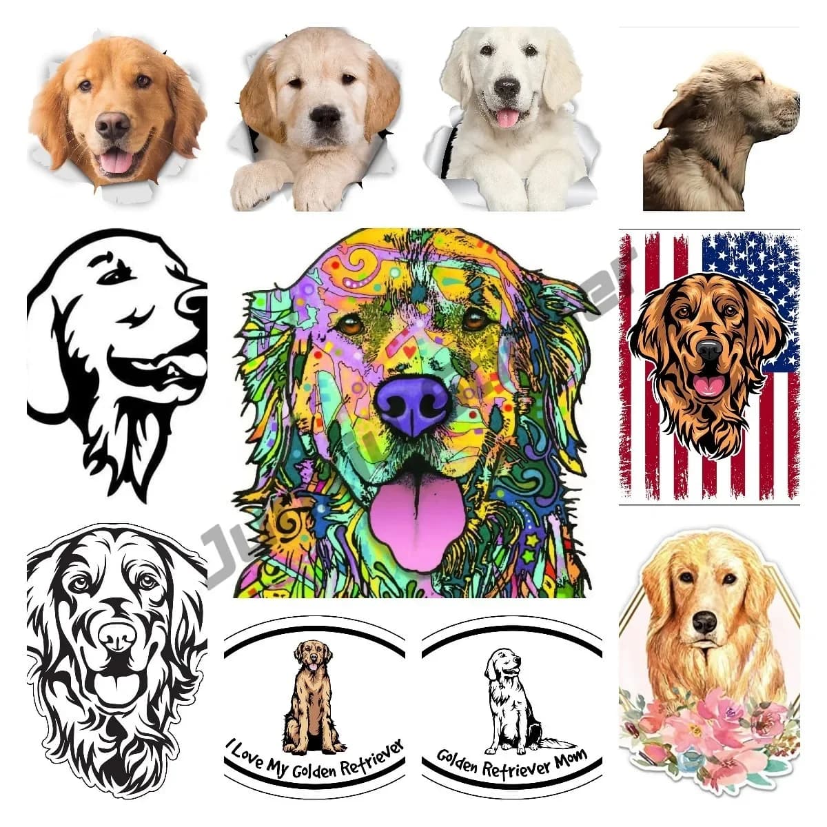 Adesivo per auto Golden Retriever Decalcomania in vinile Paraurti per finestre Laptop Artigianato Decorazione impermeabile antigraffio
