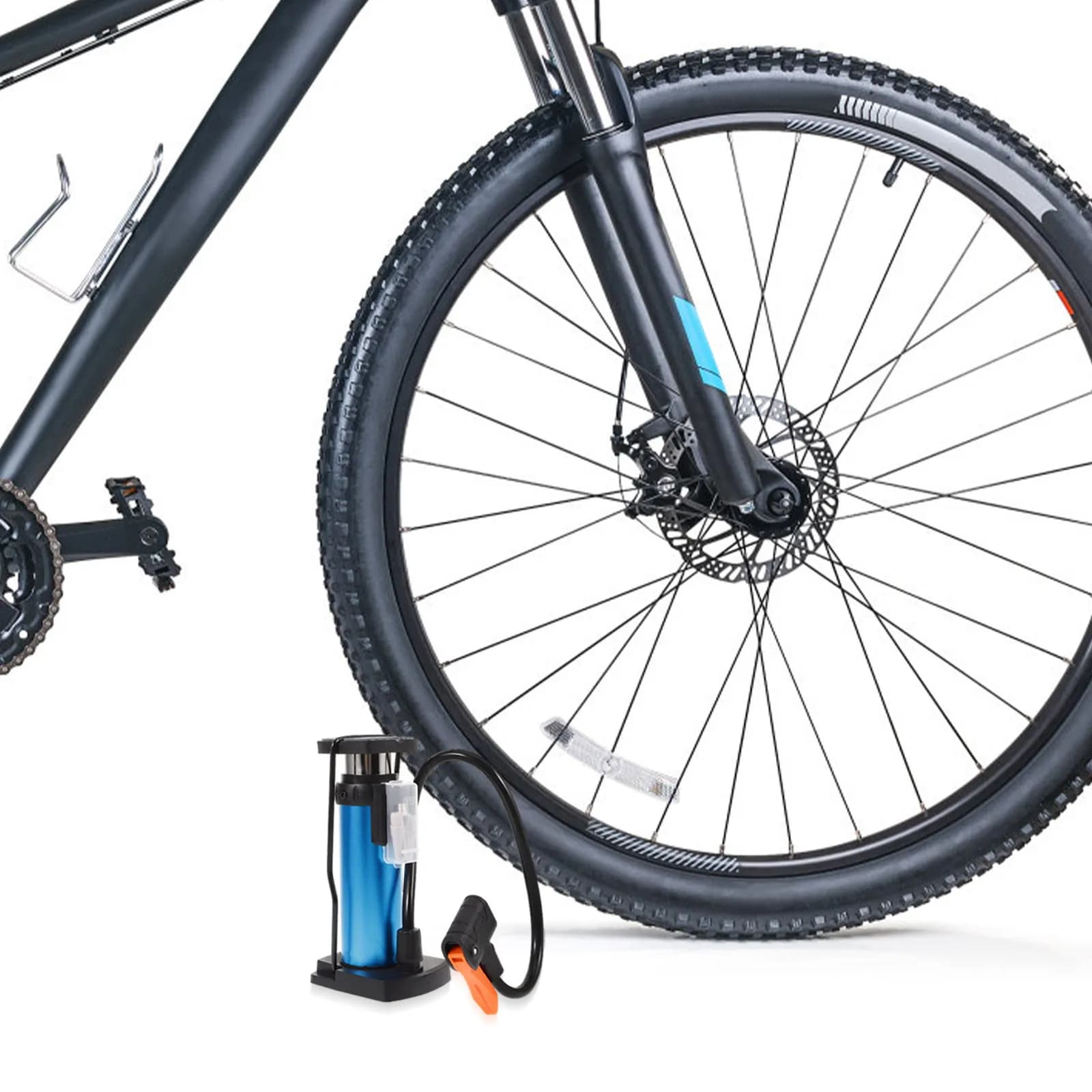 Portable Bike Pump with Aluminum Alloy Barrel Dual Valve for Road Mountain Electric Bikes Motorcycles Balls Inflatable Items