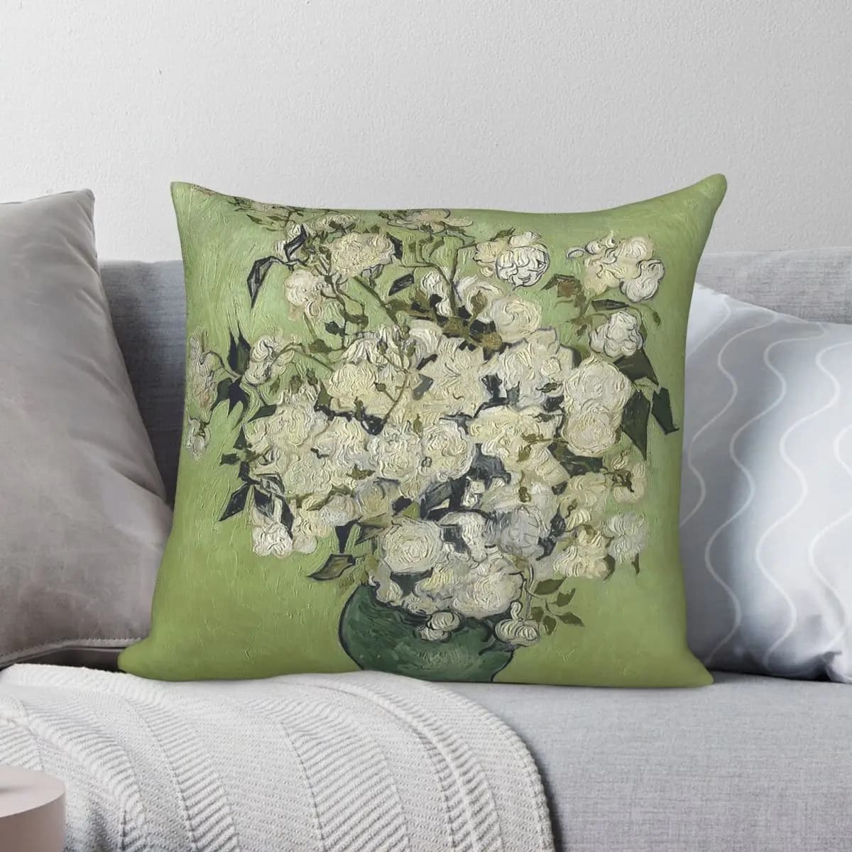 Federa per cuscino Vase Of Roses Van Gogh in poliestere, lino, velluto, decorazione creativa con cerniera, copricuscino per divano