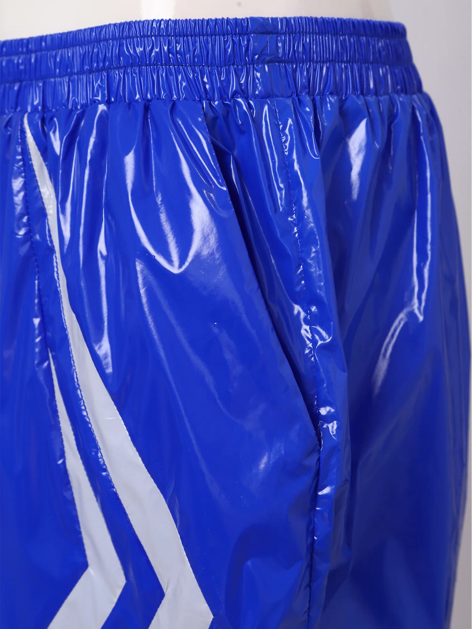 Costume da bagno da uomo a righe con cuciture, pantaloncini impermeabili ad asciugatura rapida per nuoto, ciclismo e spiaggia