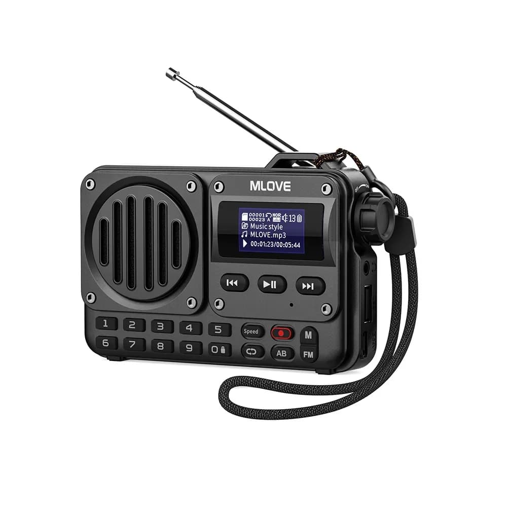 Altoparlante Bluetooth super portatile MLOVE BV800 con radio FM, display LCD, antenna, ingresso AUX, disco USB, scheda TF, lettore MP3