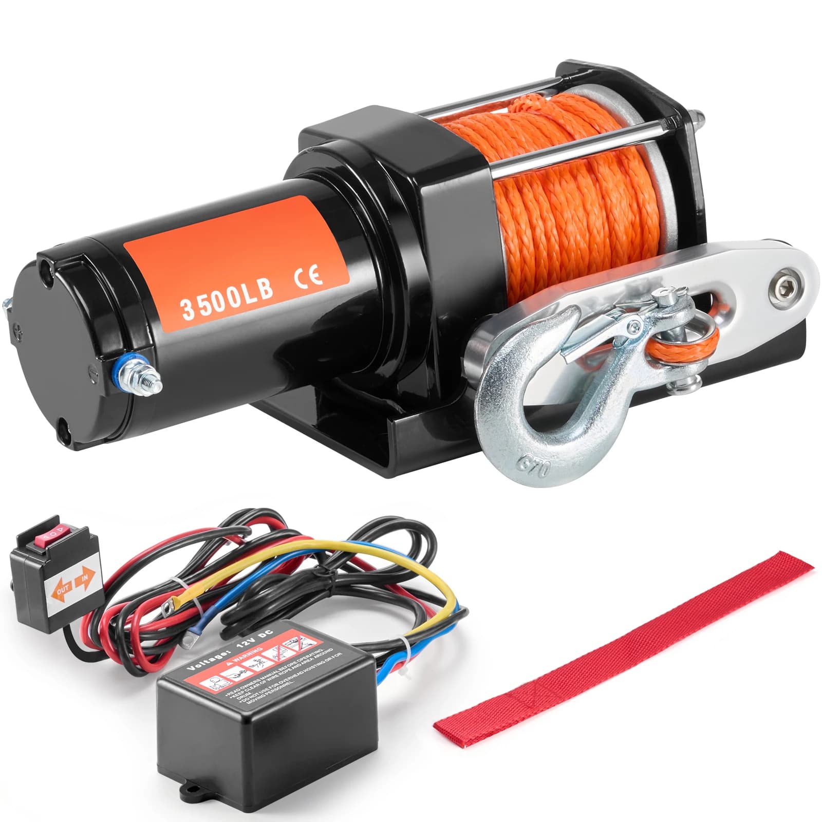 ATV/UTV 3500 Lb Electric Verricello for Car Wired with 39 Foot Synthetic Aluminum IP55 Waterproof for Trailer Truck Boat