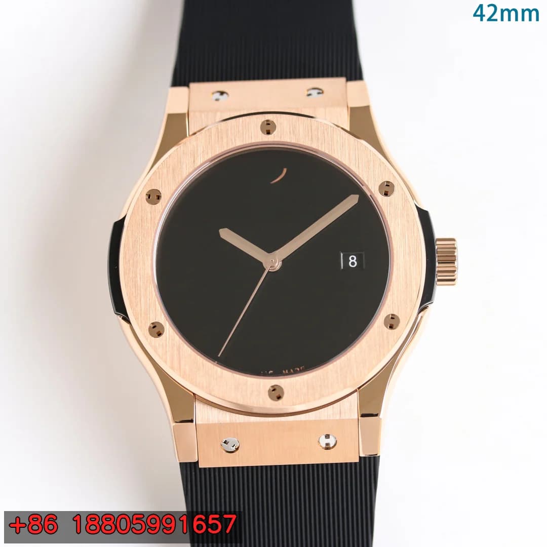 Orologio Meccanico Automatico da Uomo 42mm, Cassa in Acciaio Inox 316L, Vetro Zaffiro, Cinturino in Silicone, Data, Quadrante Rotondo, Moda Business