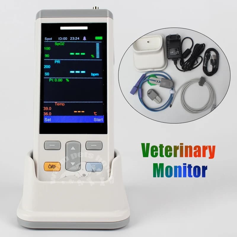 Macchina per monitor per cani e gatti con monitor per ossimetro veterinario portatile TFT da 3,5 pollici con funzione TEMP SPO2 Attrezzatura veterinaria