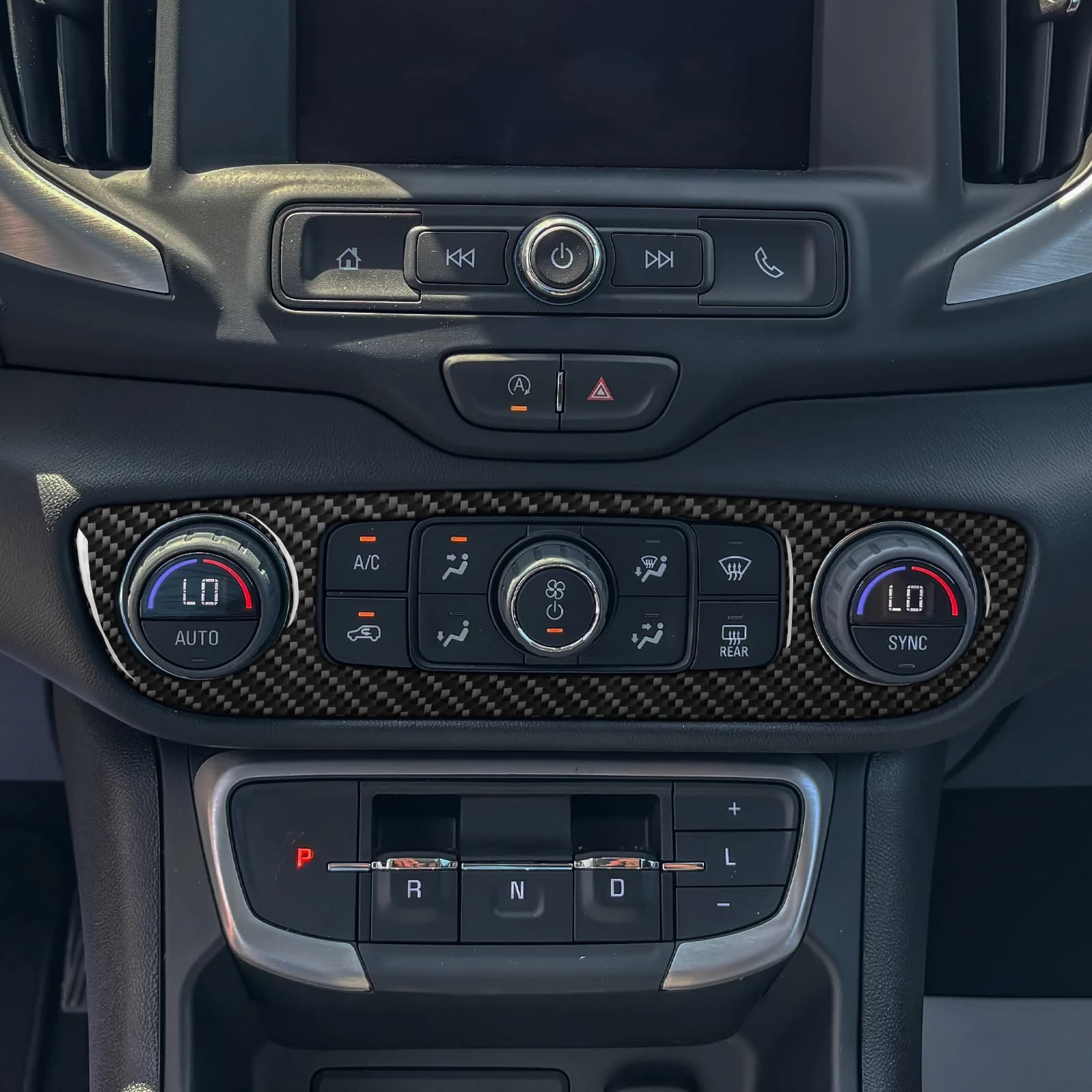 Per GMC Terrain 2018-2023 Accessori Interni Auto in Fibra di Carbonio Adesivo Decorativo per Pannello di Controllo Centrale e Aria Condizionata