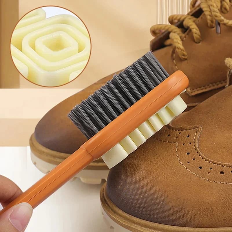 2 Sided Long Handle Suede Cleaning Brush Shoes Brush Sneakers Cleaner Shoes Stain Dust Boot Cleaner Stain Removal Rubber Brush