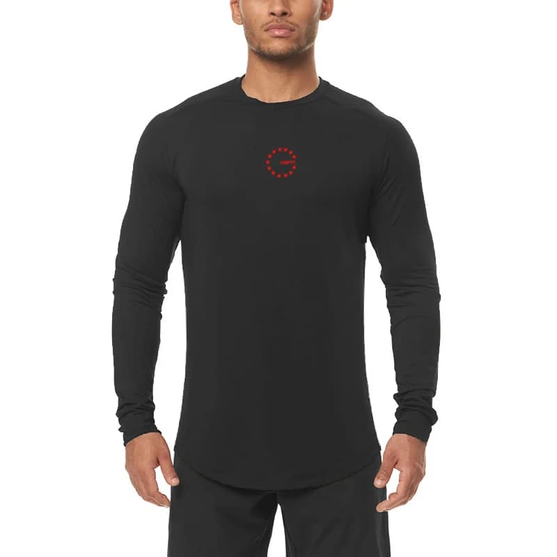 Men's Long-sleeved Fitness Clothes Sports Training Coat Quick-drying Running T-shirts Breathable Compression Suit Fitness