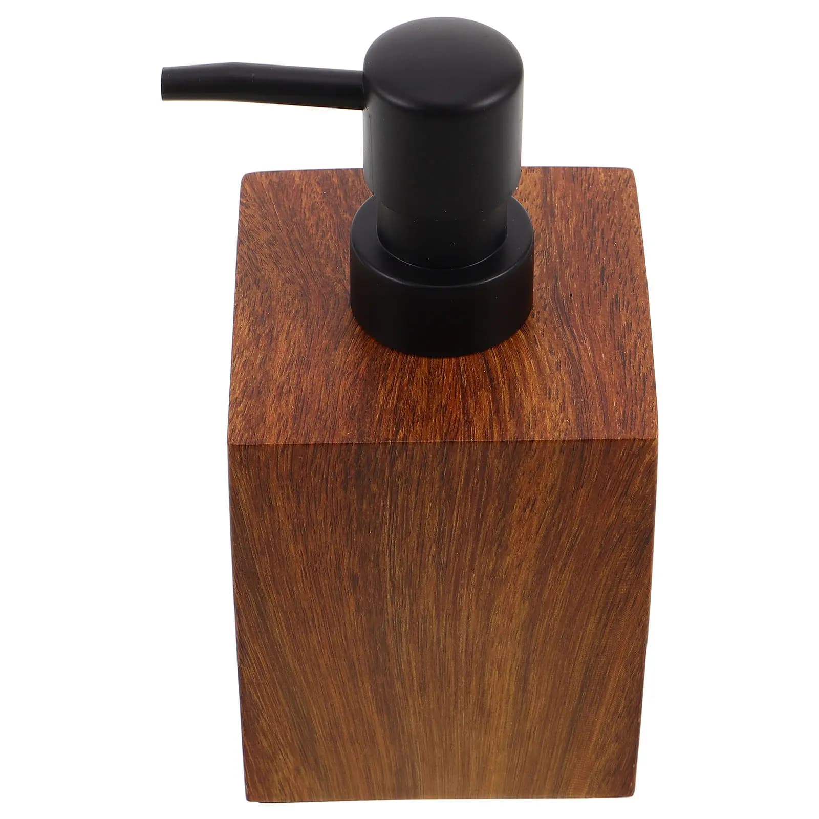 Dispenser di Sapone Effetto Legno, Erogatore Rustico Ricaricabile per Bagno e Cucina, Pompa Cromata per Sapone Liquido e Lozione