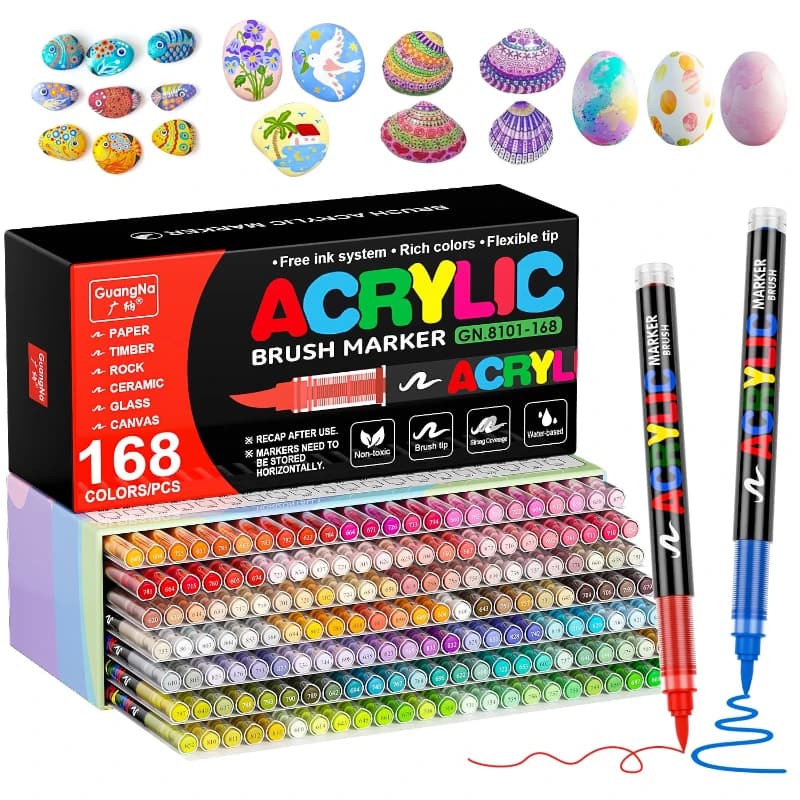 GN 168 Colors Acrylic Markers Soft Brush Markers Painted Wood Ceramic Festival DIY Box Gfit Marker Set Festival Art Supplies