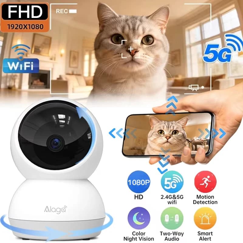 Smart WiFi Security Camera Dual Band 5G/2.4GHz Indoor Wireless Surveillance Camera 1080P, Two-Way Audio AI Detect Security Baby Monitor
