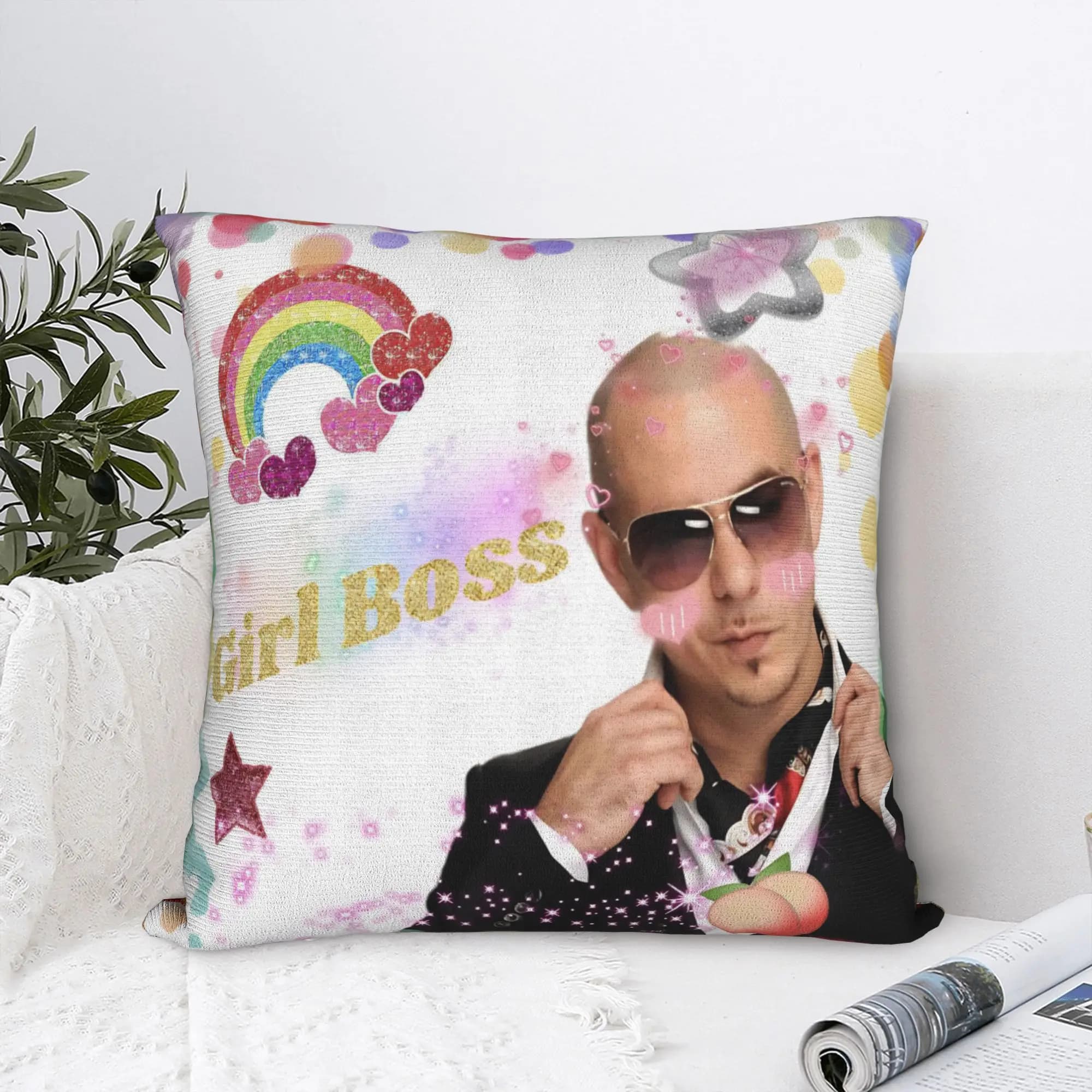 Singer Pitbull Tour 2026 Printing Pillowcases Cushion Cover Throw Pillow Cover Home Decorations Square Multi Size
