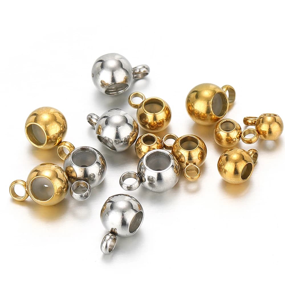 20 pezzi in acciaio inossidabile antiscivolo in Silicone distanziatore perline ciondolo ciondoli fermagli colore oro perline cauzione per gioielli fai da te che fanno risultati