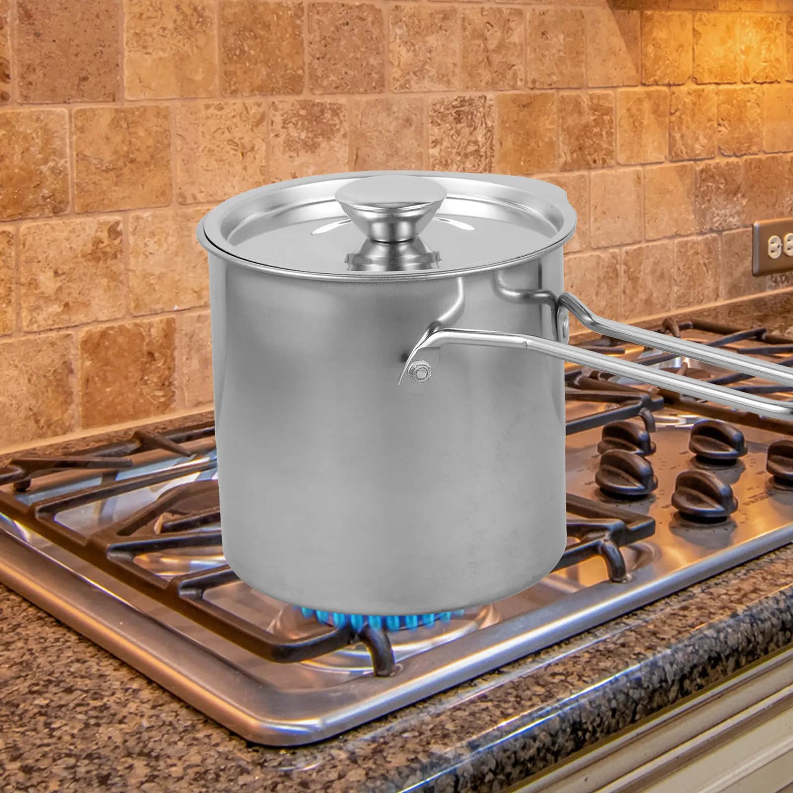 Set da 1 Pezzo: Kit Friggitrice in Acciaio Inossidabile, Pentola per Frittura Profonda, Mini Padella Antiaderente con Manico, Utensile da Cucina Domestico, Pinza per Alimenti, Pentola per Frittura Profonda