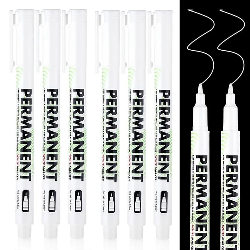 1-5Pcs White Marker Pens Oily Waterproof White Gel Pen For DIY Graffiti Pens Sketching Markers Stationery Wrting School Supplies