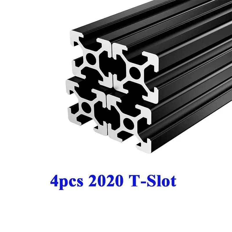 4 pz 2020 T-Slot Profilo di Estrusione di Alluminio 20x20mm Binario Lineare Anodizzato Standard Europeo per Parti Della Stampante 3D FAI DA TE Argento Nero