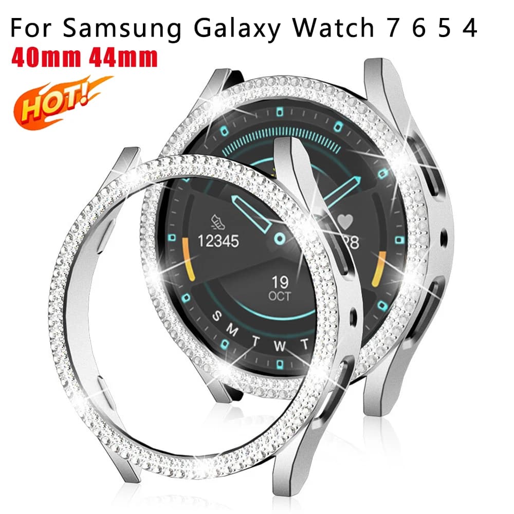Custodia Protettiva Bling Diamond per Samsung Galaxy Watch 7 6 5 4, Cover Trasparente Antiurto con Protezione Schermo 40mm 44mm