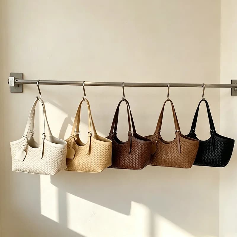 CLAREGQI Hand Woven Tote Bag for Women Adjustable Strap Large Capacity Shoulder Bag Summer Beach Daily Work Handbag Multiple C
