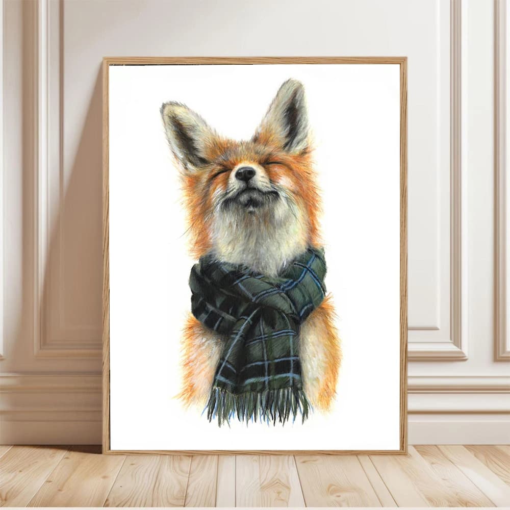 Poster di animali scozzesi con sciarpa, Stampe divertenti di animali, Quadri su tela, Immagini d'arte da parete Scozia, Decorazioni per la casa e il soggiorno, Arredamento Scozia