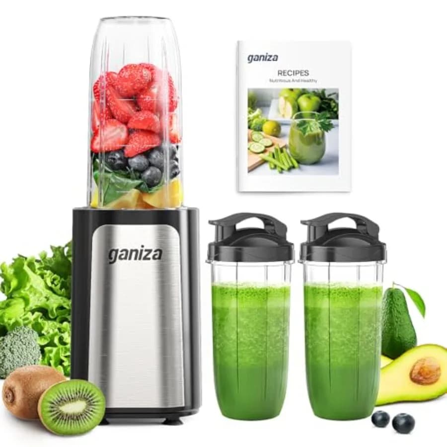 Frullatore per Smoothie, Set da 14 Pezzi per Frullati e Smoothie da Cucina con 3 Bicchieri Portatili (1x24oz e 2x17oz), Singolo