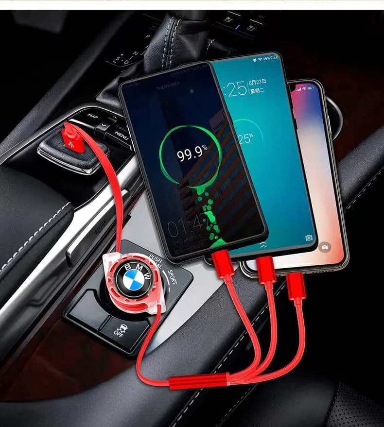 3 In 1 Micro USB Type C Charging Cable Multi Charger Sticker For BMW E36 E39 E46 E60 E90 E90 G01 G20 X3 X5 X6 E87 E70 E91 F01