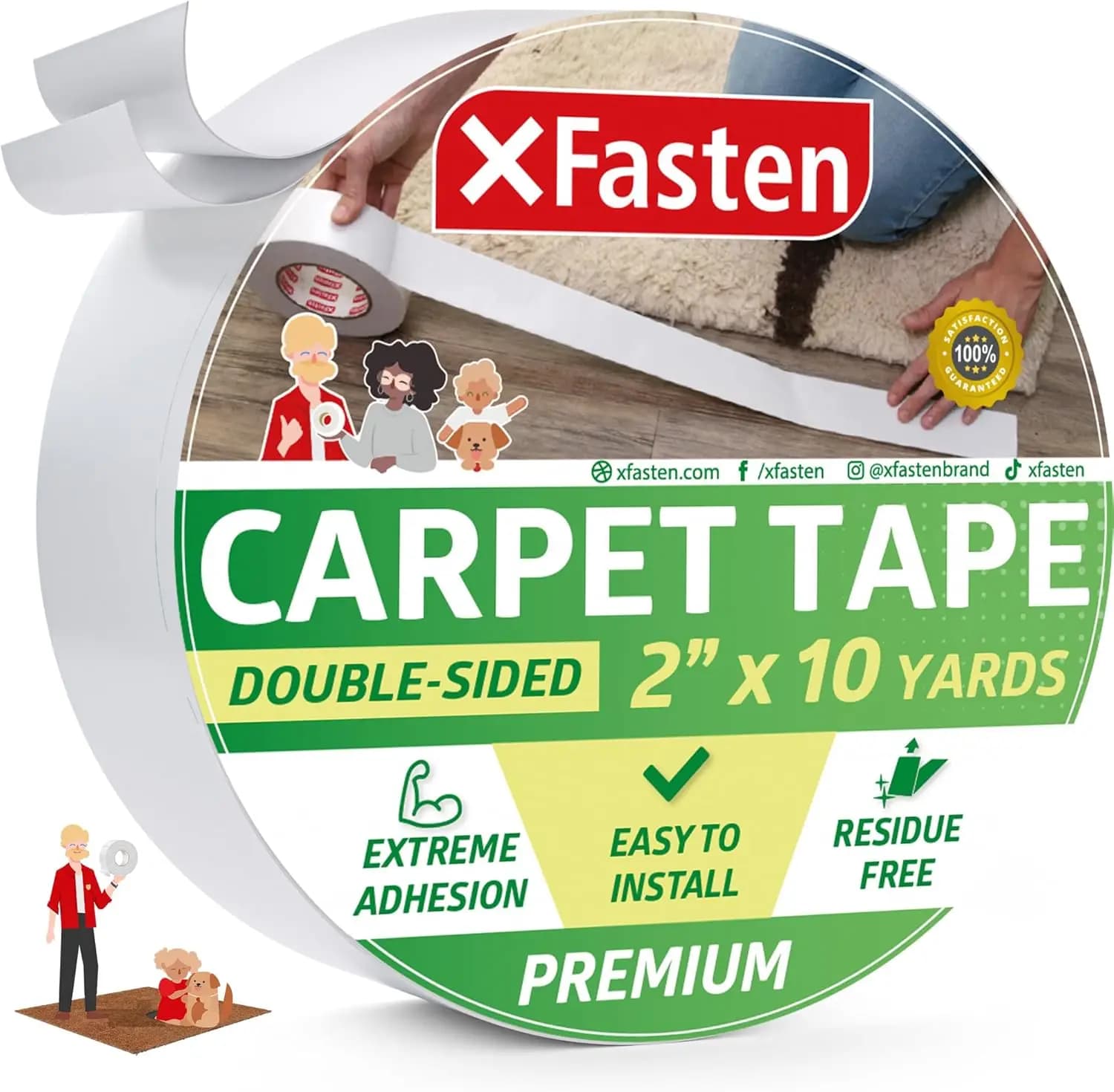 Biadesive tape Resistant for Carpets and Flooring in Wood, Without Residues, 5cm x 9m, Fissa Carpets on Moquette and Tiles