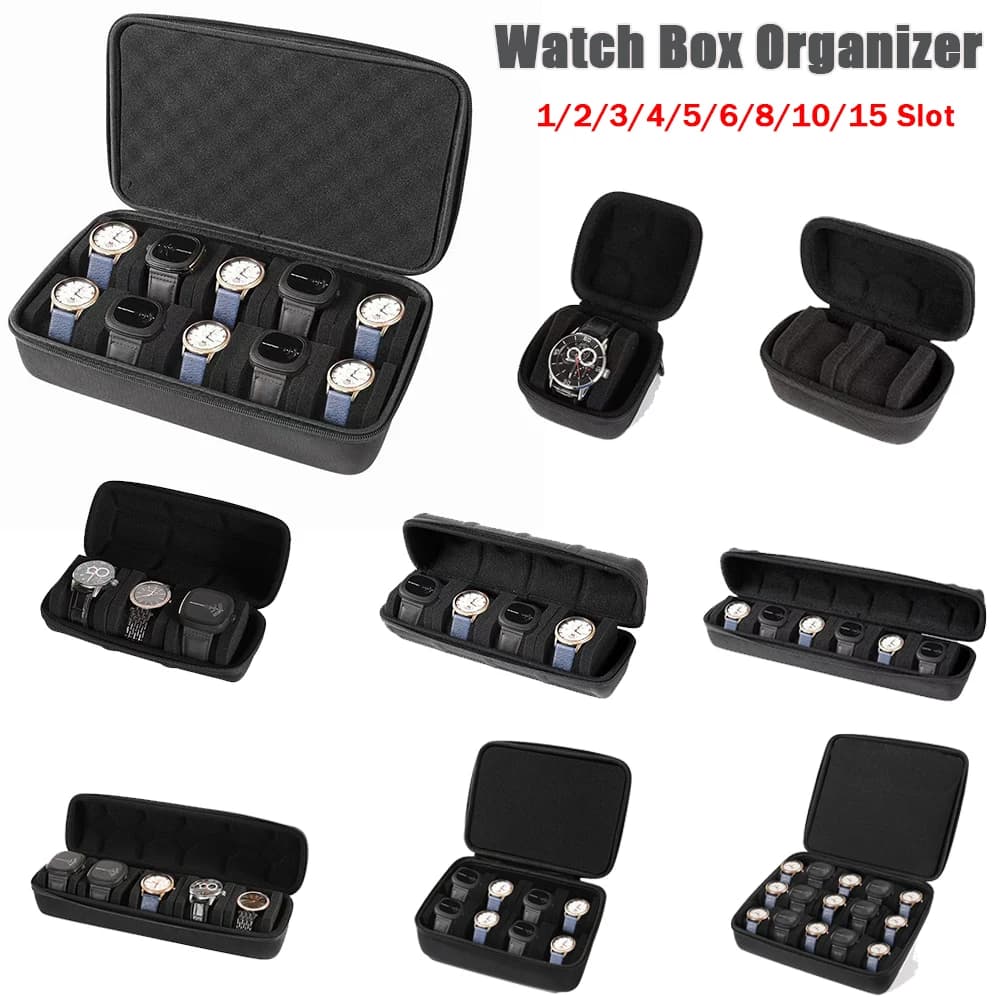 Watch Box Organizer Travel Case for Watches Portable Watch Holder for Wrist Watch and Smart Watches Man Woman Gift