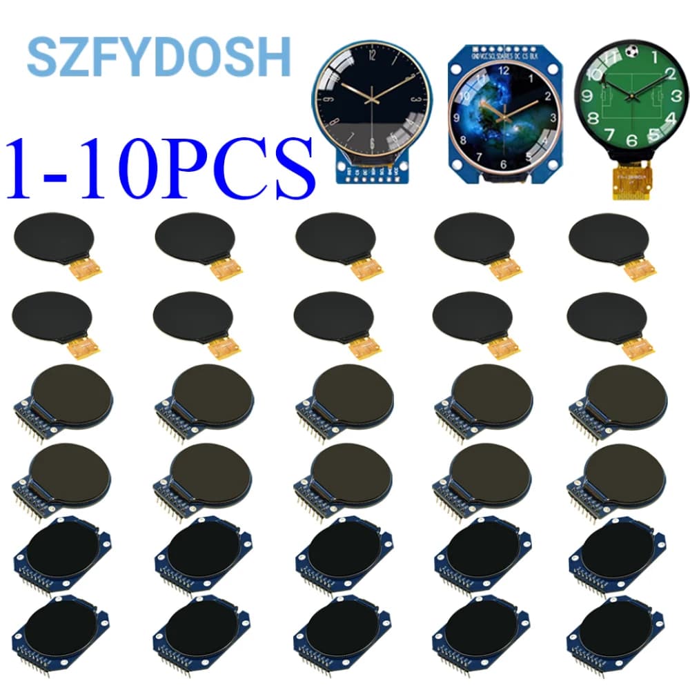1-10 Pieces LCD Display IPS Rolling from 1,28 Inch 240x240 GC9A01 SPI for Arduino ESP32 Wearable