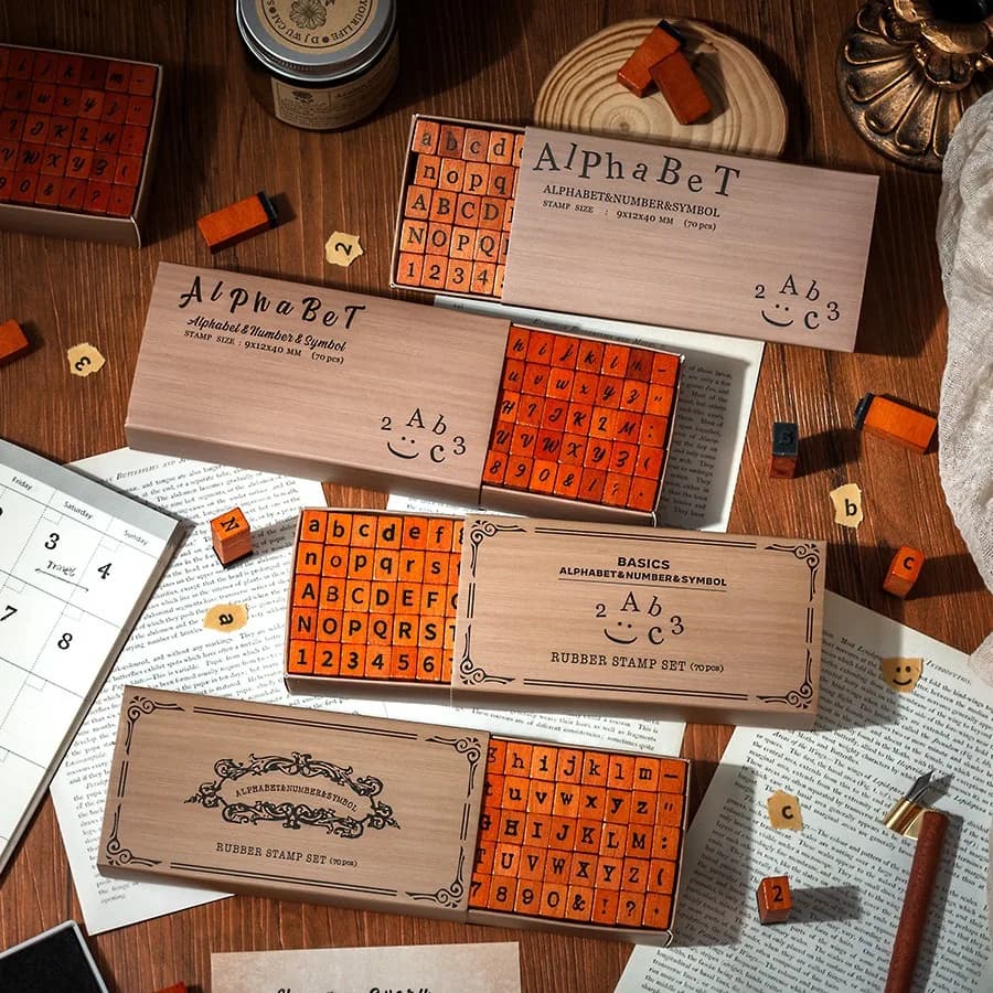 Handwriting Alphabet Number Wood Stamp Set For Scrapbooking Junk Journal Deco Stationery Vintage Letter Crafting And Stamping