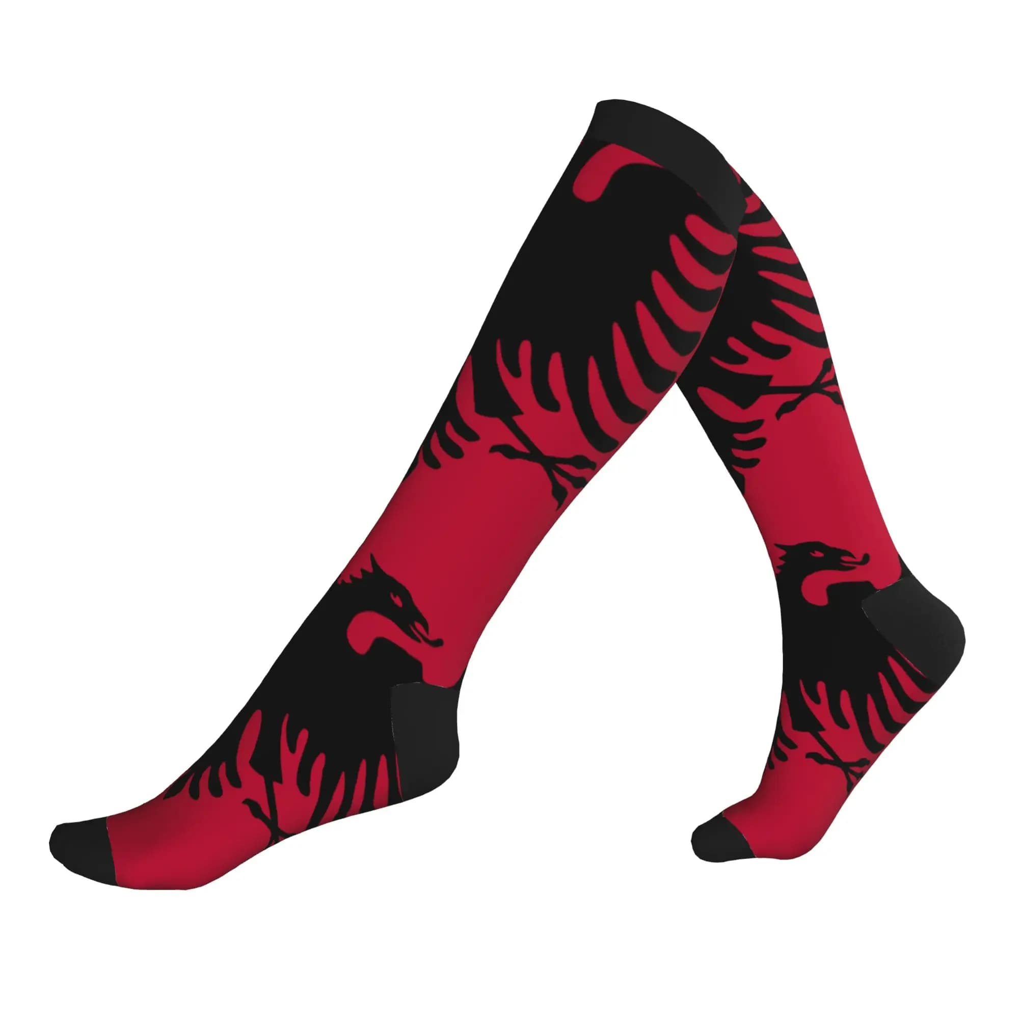 Calzini sportivi a compressione da uomo con bandiera albanese e aquila, calzini unisex carini per primavera, estate, autunno e inverno