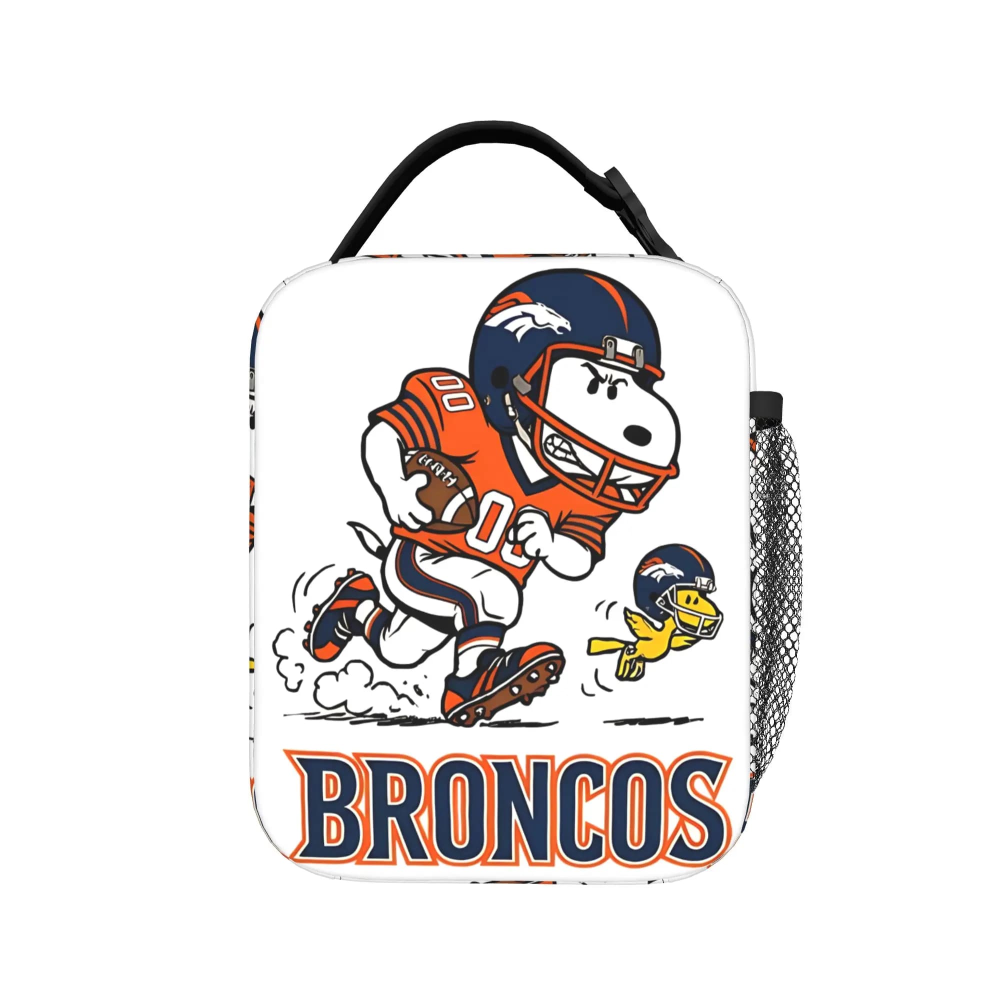 Denvers Snoopy American Football Broncos Borsa termica per il pranzo, contenitore per pasti di grandi dimensioni, borsa termica, borsa per il pranzo, per la scuola, per uomini e donne