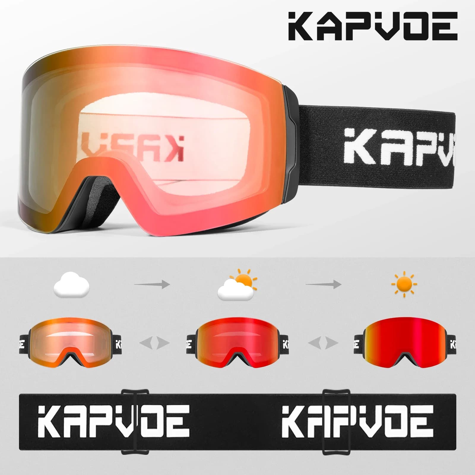 KAPVOE Nuovo Fotocromico Sport All'aria Aperta Sci Snowboard Occhiali Da Uomo Protezione UV400 Occhiali Da Donna Attrazione Magnetica Occhiali Da Sci