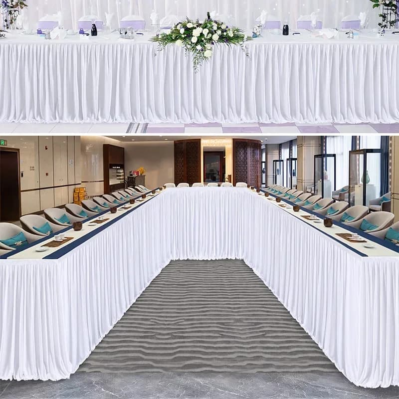 Party Table Skirt 6FT/9FT/14FT Pleated Dessert Tablecloth Cover Table Skirting For Wedding Baby Shower Banquet Table Decor