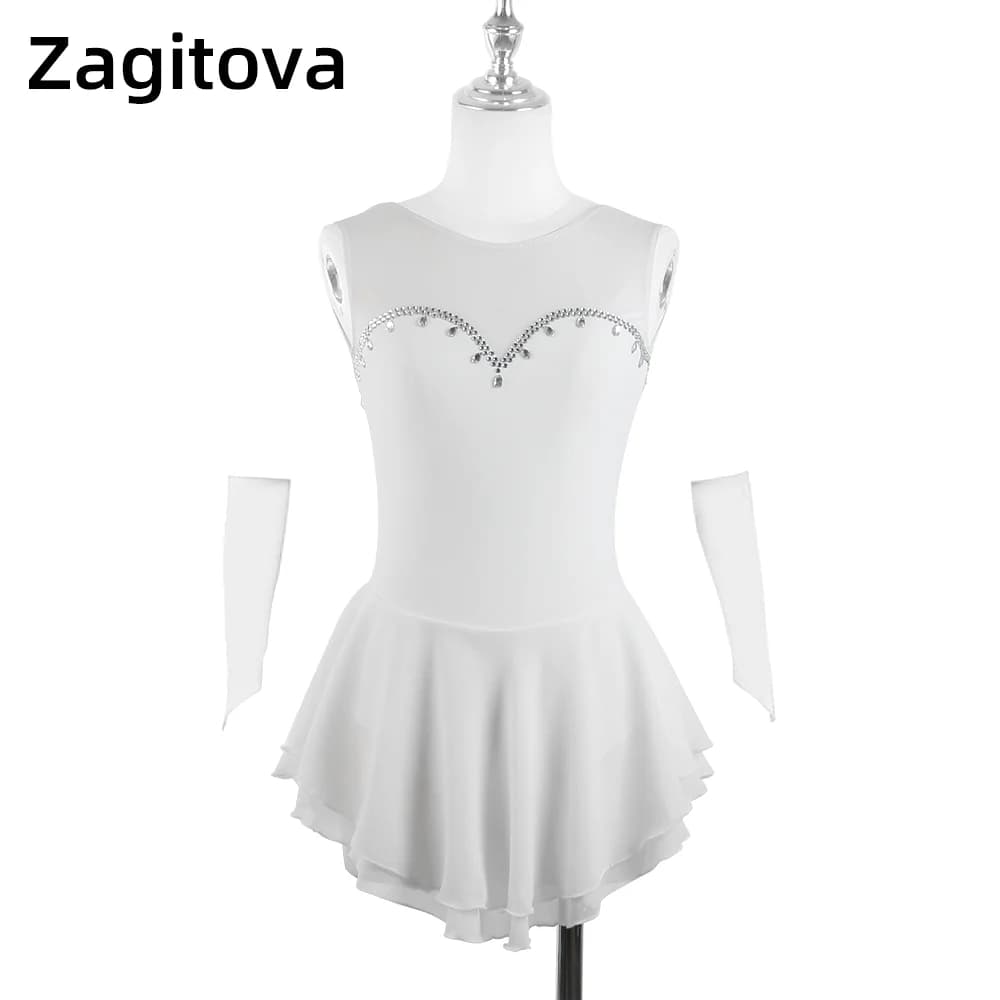 Zagitova Abito da pattinaggio di figura Gonna da pattinaggio su ghiaccio per ragazze da donna Concorso di prestazioni Gonna in rete bianca blu rosa